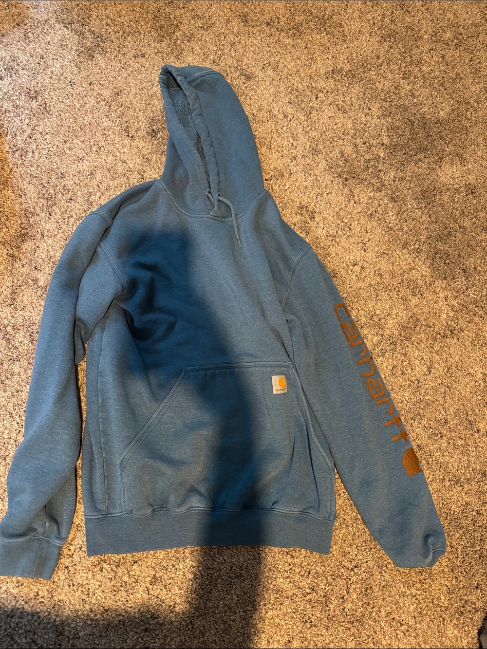 Carhartt Slate Blue Crewneck Hooded Sweatshirt with Sleeve Logo